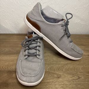 Olukai Manoa Men’s Loafers Size 10 Lace Up Gray Casual 10331-7BKH